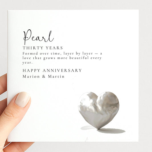 30th Wedding Anniversary Card – Elegant Pearl Anniversary Design With Envelope