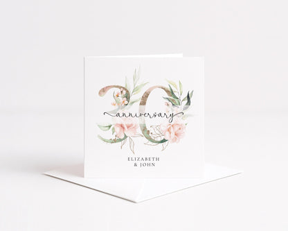 30th Anniversary Card - Personalised Floral Pearl Keepsake With Gold Detail - Whimsi Lilley