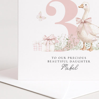 3rd Birthday Card – Personalised Daughter Birthday Gift With Soft Floral Design