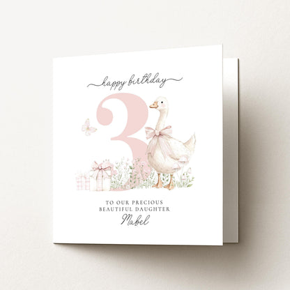 3rd Birthday Card – Personalised Daughter Birthday Gift With Soft Floral Design
