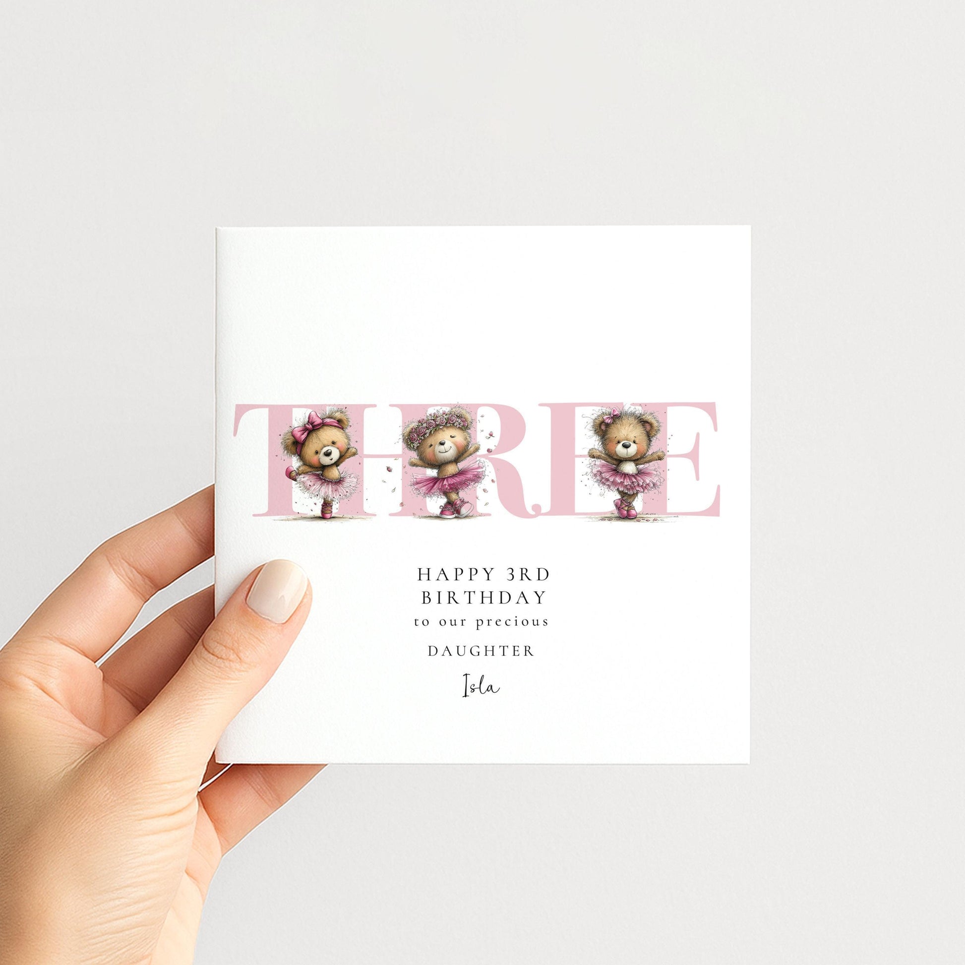 3rd Birthday Card for Daughter Pink Ballet Teddy