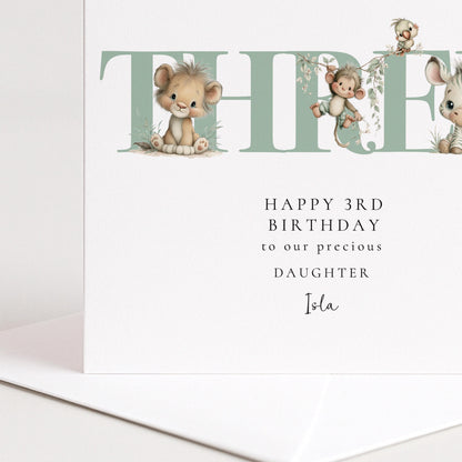 3rd Birthday Card for Daughter Safari
