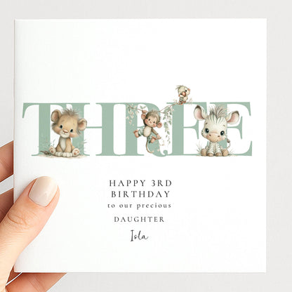 3rd Birthday Card for Daughter Safari
