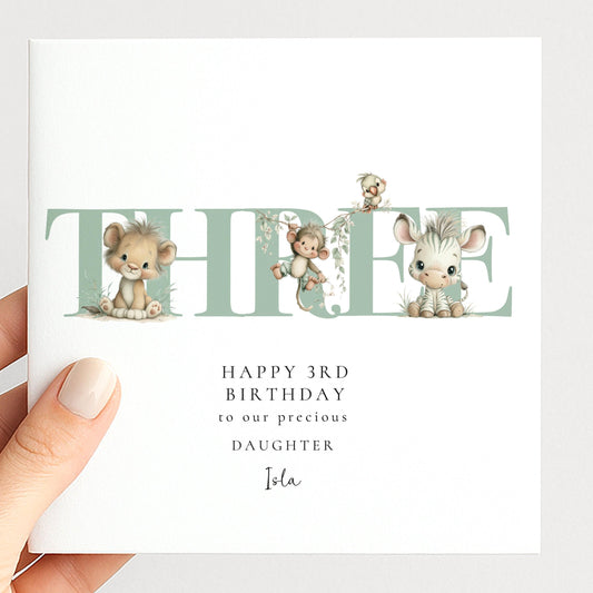 3rd Birthday Card for Daughter Safari