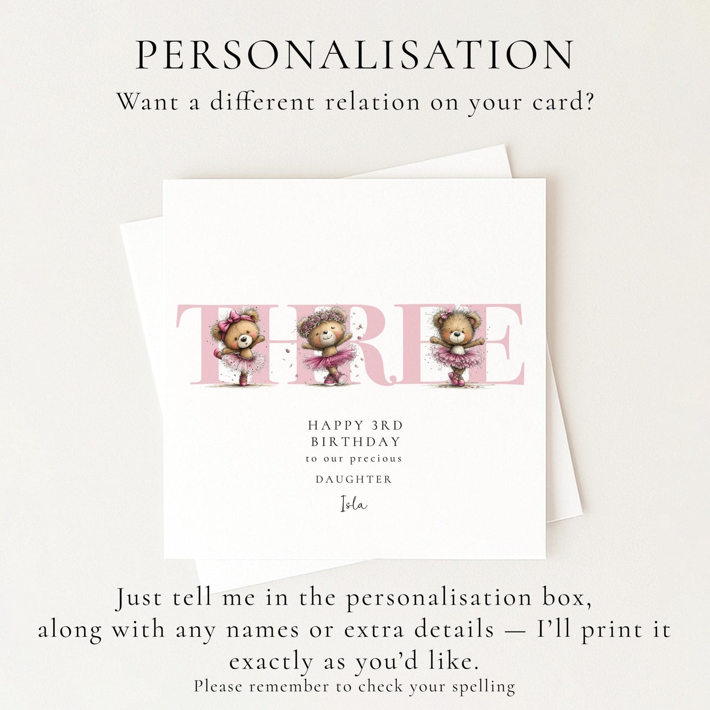 3rd Birthday Card for Daughter - Whimsi Lilley