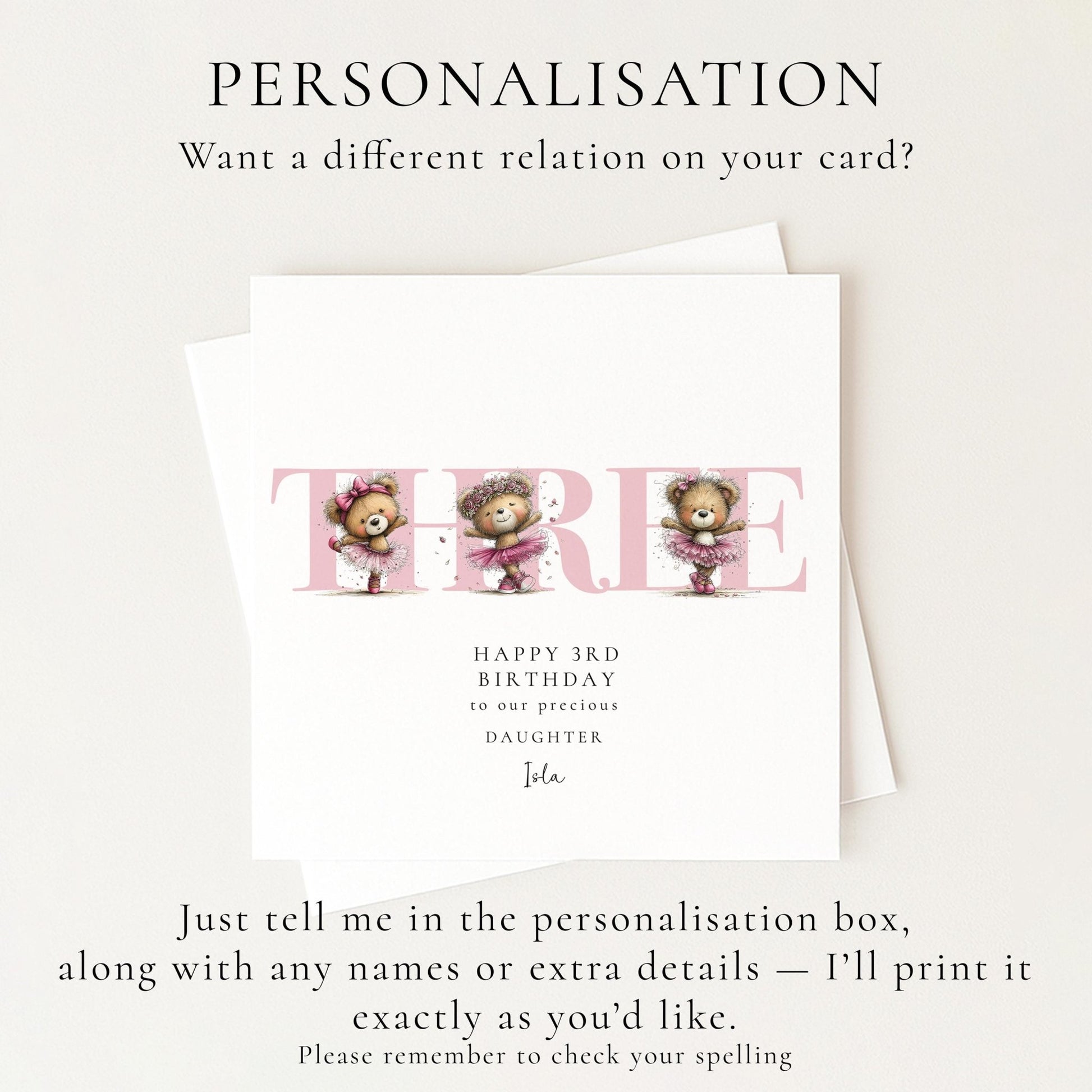 3rd Birthday Card for Daughter - Whimsi Lilley