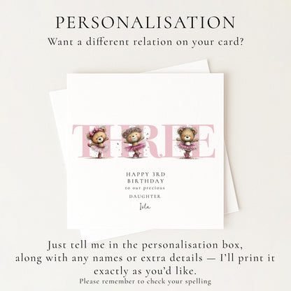 3rd Birthday Card for Daughter - Whimsi Lilley