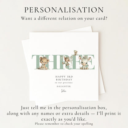 3rd Birthday Card for Daughter - Whimsi Lilley