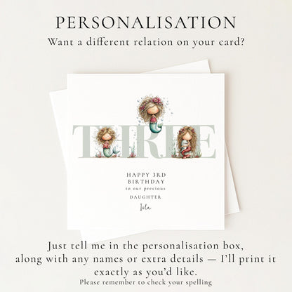 3rd Birthday Card for Daughter - Whimsi Lilley