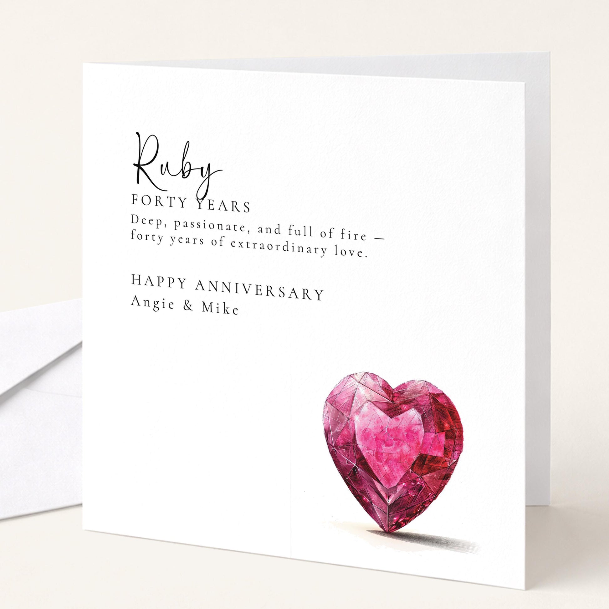 40th Wedding Anniversary Card – Personalised Ruby Anniversary Greeting With Envelope