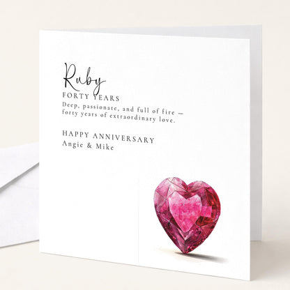 40th Wedding Anniversary Card – Personalised Ruby Anniversary Greeting With Envelope