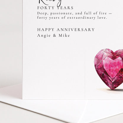 40th Wedding Anniversary Card – Personalised Ruby Anniversary Greeting With Envelope
