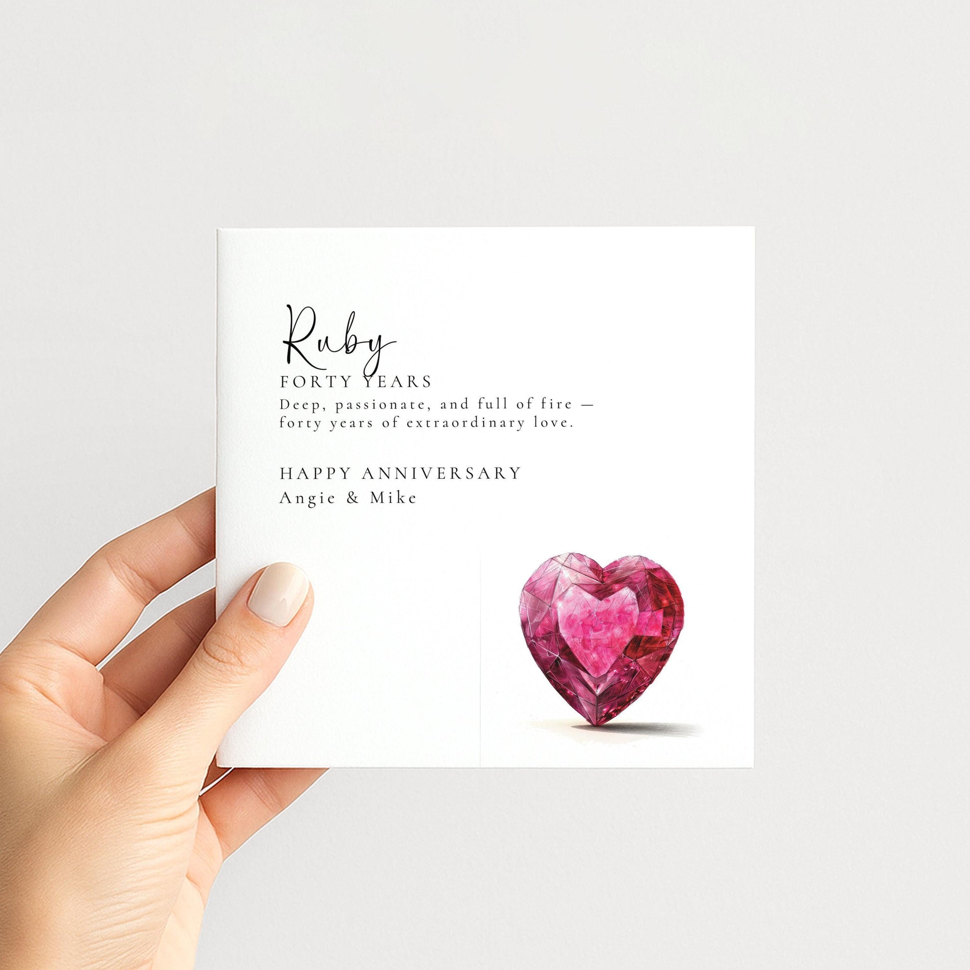 40th Wedding Anniversary Card – Personalised Ruby Anniversary Greeting With Envelope
