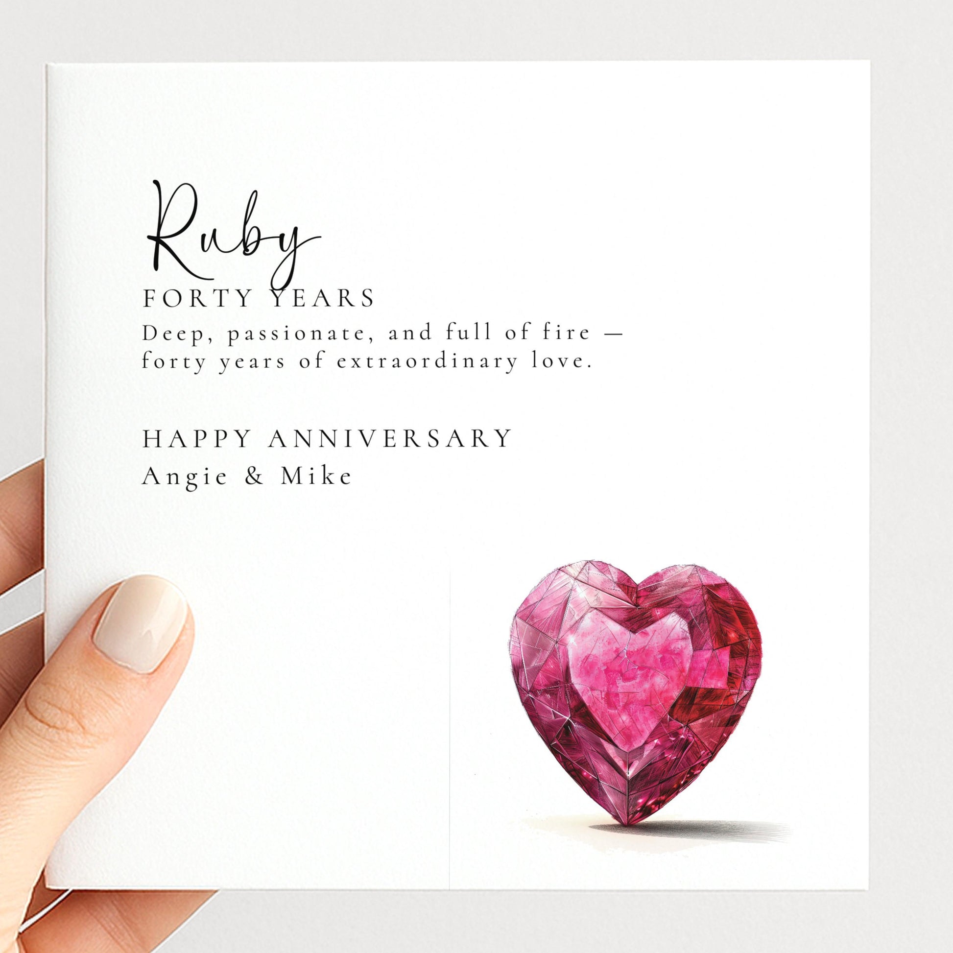 40th Wedding Anniversary Card – Personalised Ruby Anniversary Greeting With Envelope