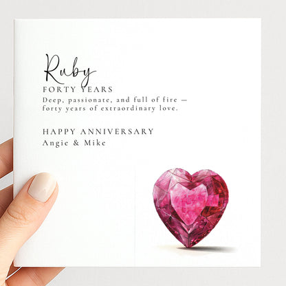 40th Wedding Anniversary Card – Personalised Ruby Anniversary Greeting With Envelope
