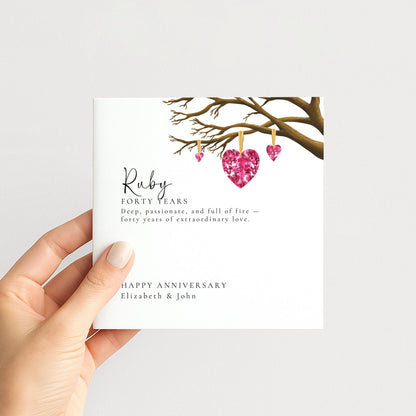 40th Wedding Anniversary Card - Ruby Anniversary Card With Elegant Design