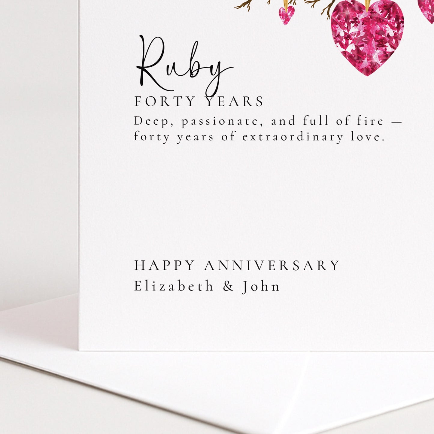 40th Wedding Anniversary Card - Ruby Anniversary Card With Elegant Design