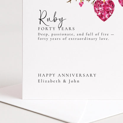 40th Wedding Anniversary Card - Ruby Anniversary Card With Elegant Design
