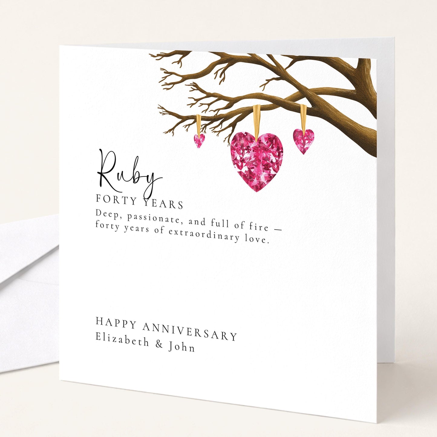 40th Wedding Anniversary Card - Ruby Anniversary Card With Elegant Design