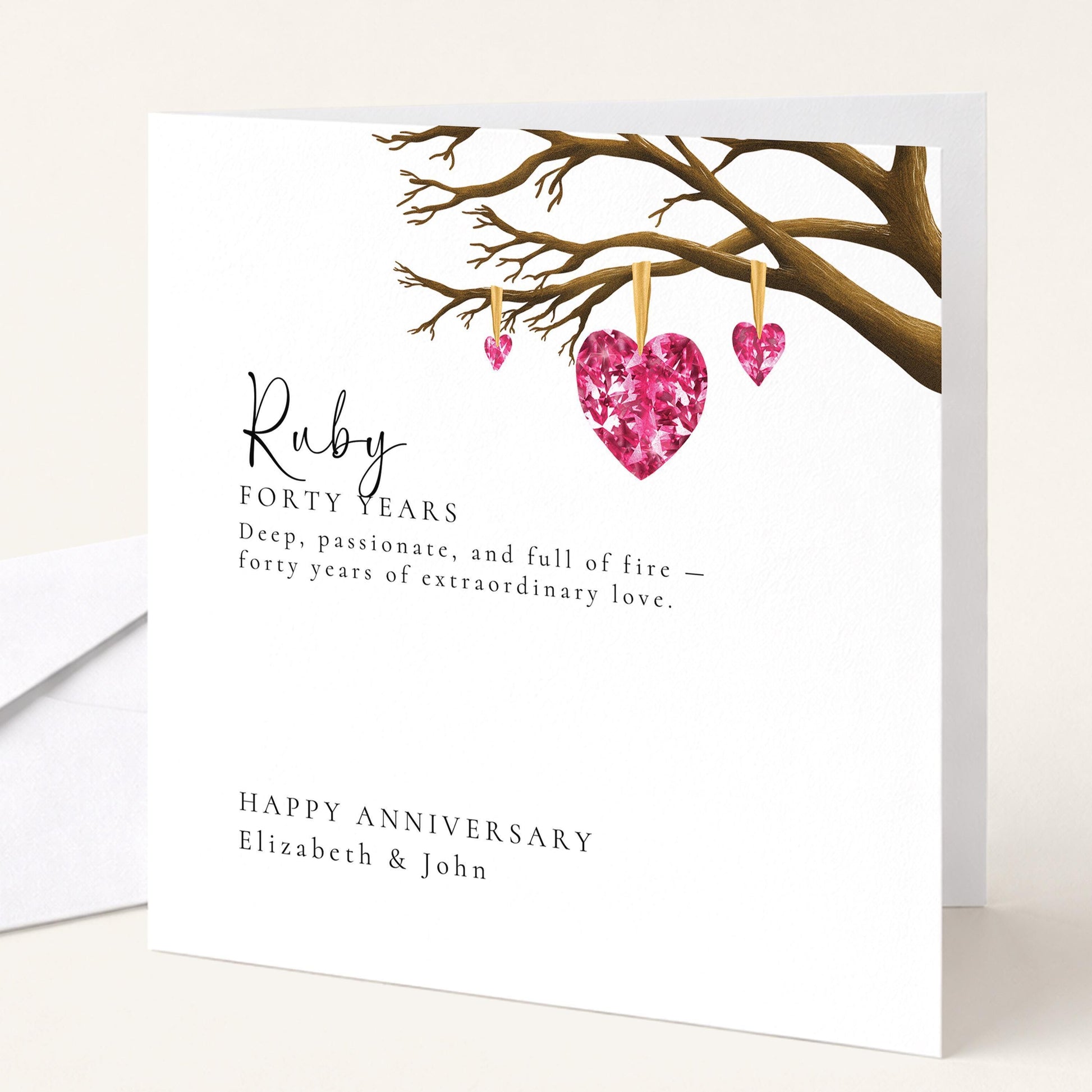 40th Wedding Anniversary Card - Ruby Anniversary Card With Elegant Design