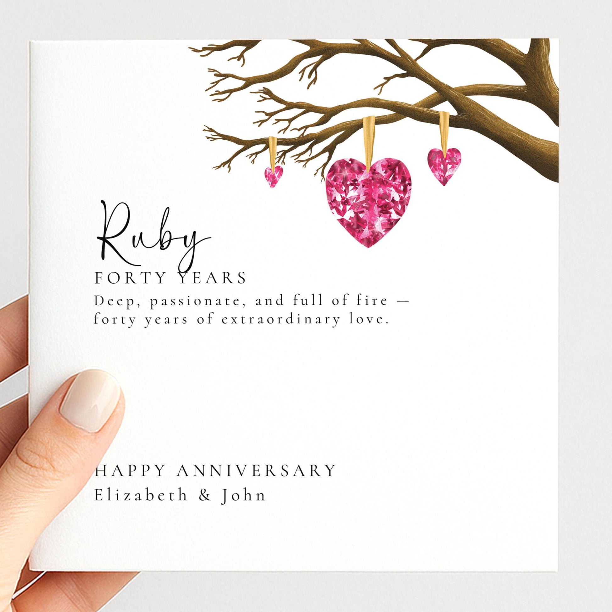 40th Wedding Anniversary Card - Ruby Anniversary Card With Elegant Design