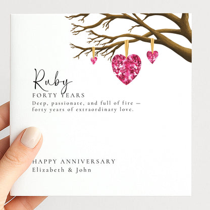 40th Wedding Anniversary Card - Ruby Anniversary Card With Elegant Design