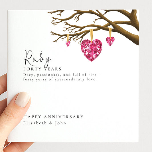 40th Wedding Anniversary Card - Ruby Anniversary Card With Elegant Design