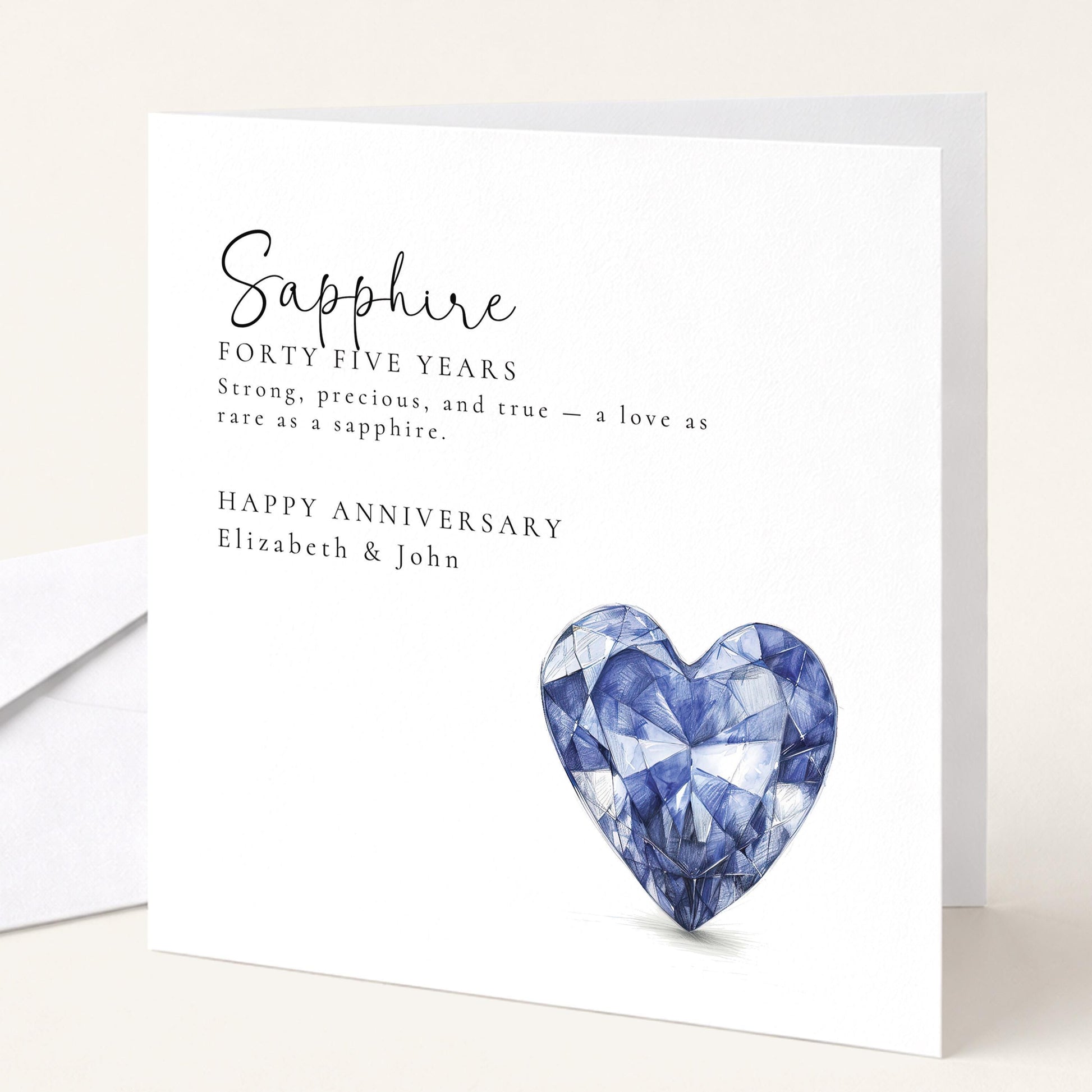 45th Wedding Anniversary Card - Personalised Sapphire Anniversary Greeting