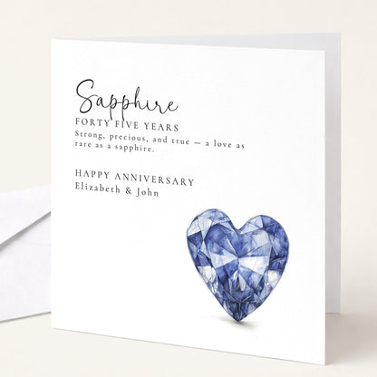 45th Wedding Anniversary Card - Personalised Sapphire Anniversary Greeting