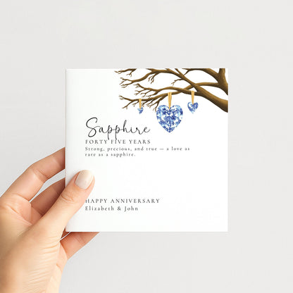 45th Wedding Anniversary Card - Sapphire Anniversary Card With Custom Message