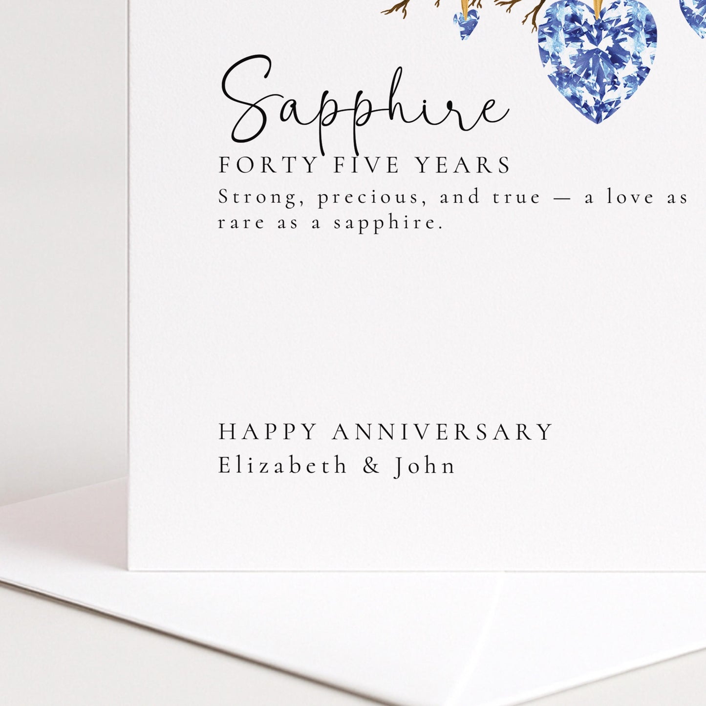 45th Wedding Anniversary Card - Sapphire Anniversary Card With Custom Message