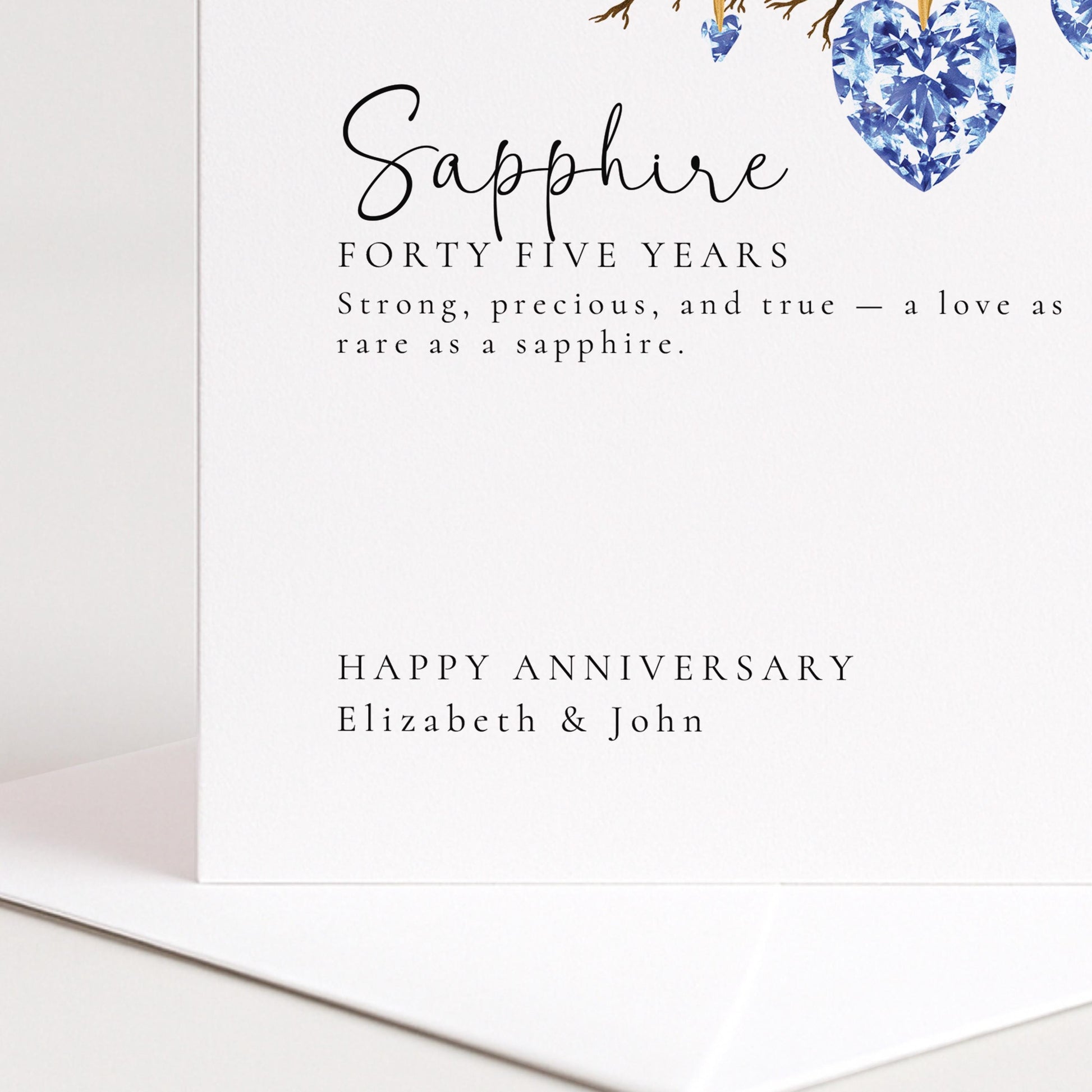 45th Wedding Anniversary Card - Sapphire Anniversary Card With Custom Message
