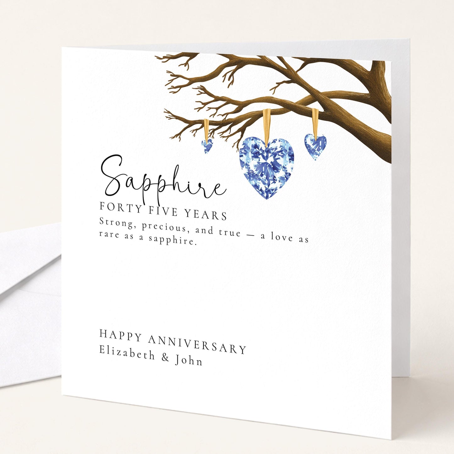 45th Wedding Anniversary Card - Sapphire Anniversary Card With Custom Message