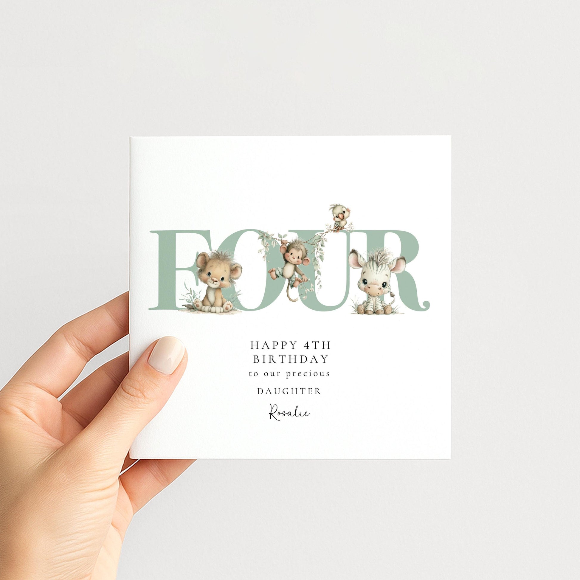 4th Birthday Card for Daughter Jungle