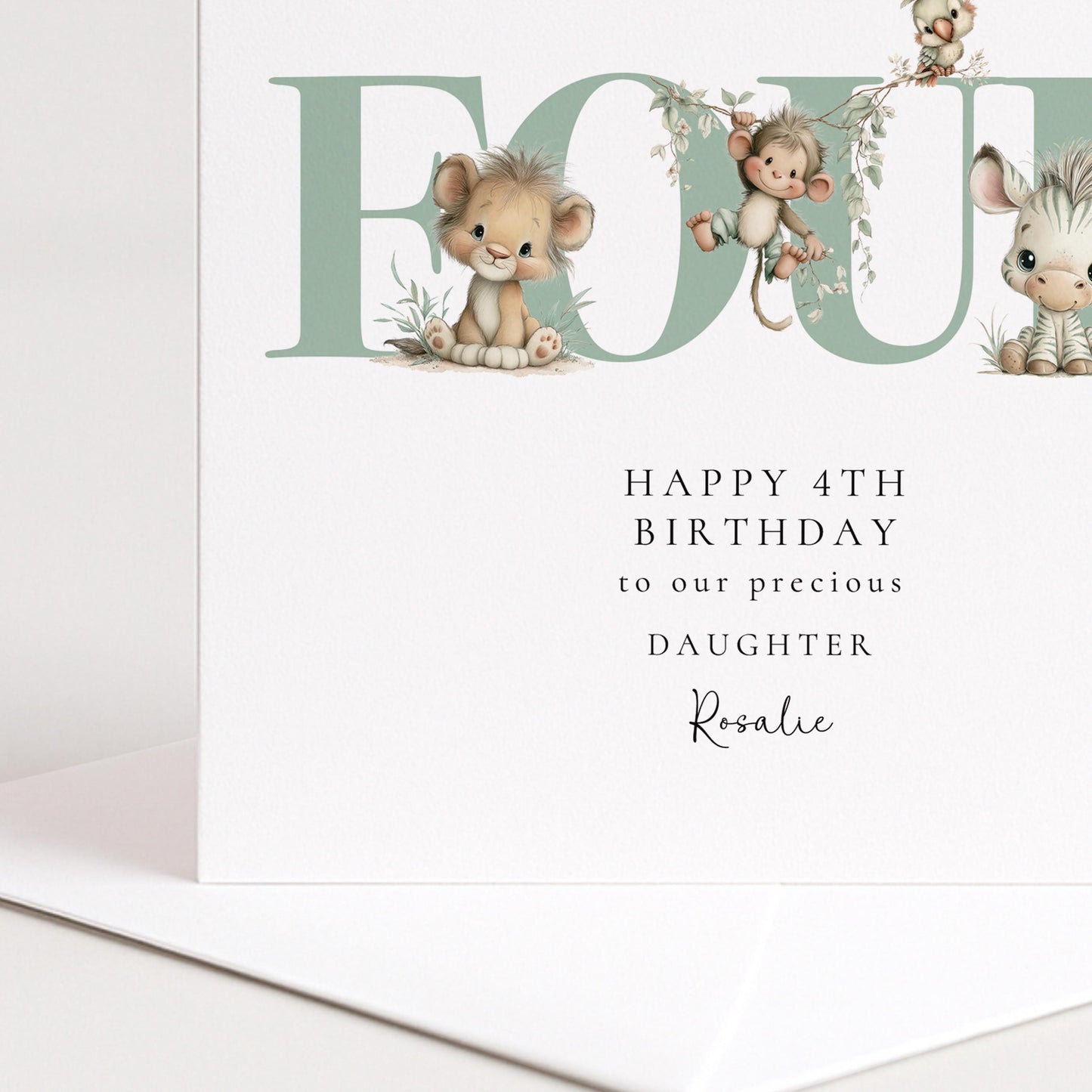 4th Birthday Card for Daughter Jungle