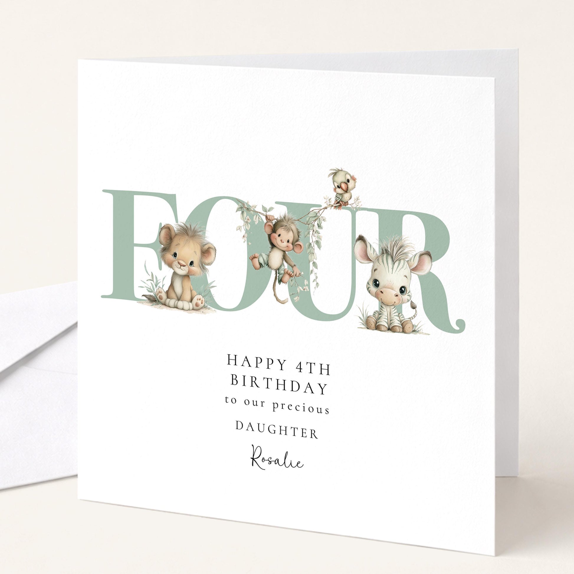 4th Birthday Card for Daughter Jungle