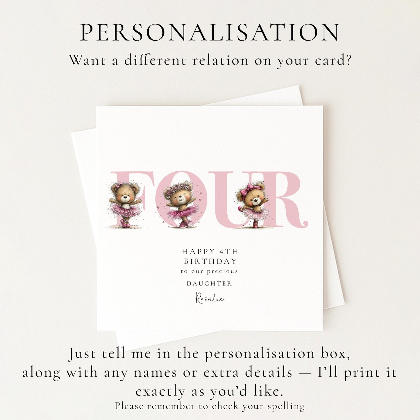 4th Birthday Card for Daughter - Whimsi Lilley