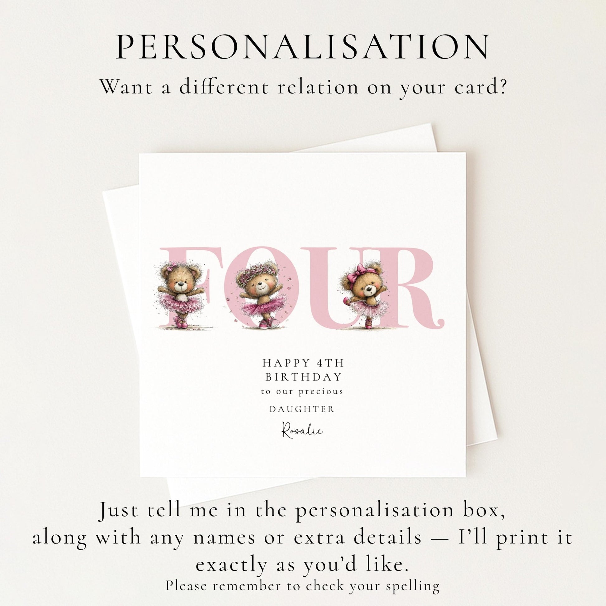 4th Birthday Card for Daughter - Whimsi Lilley