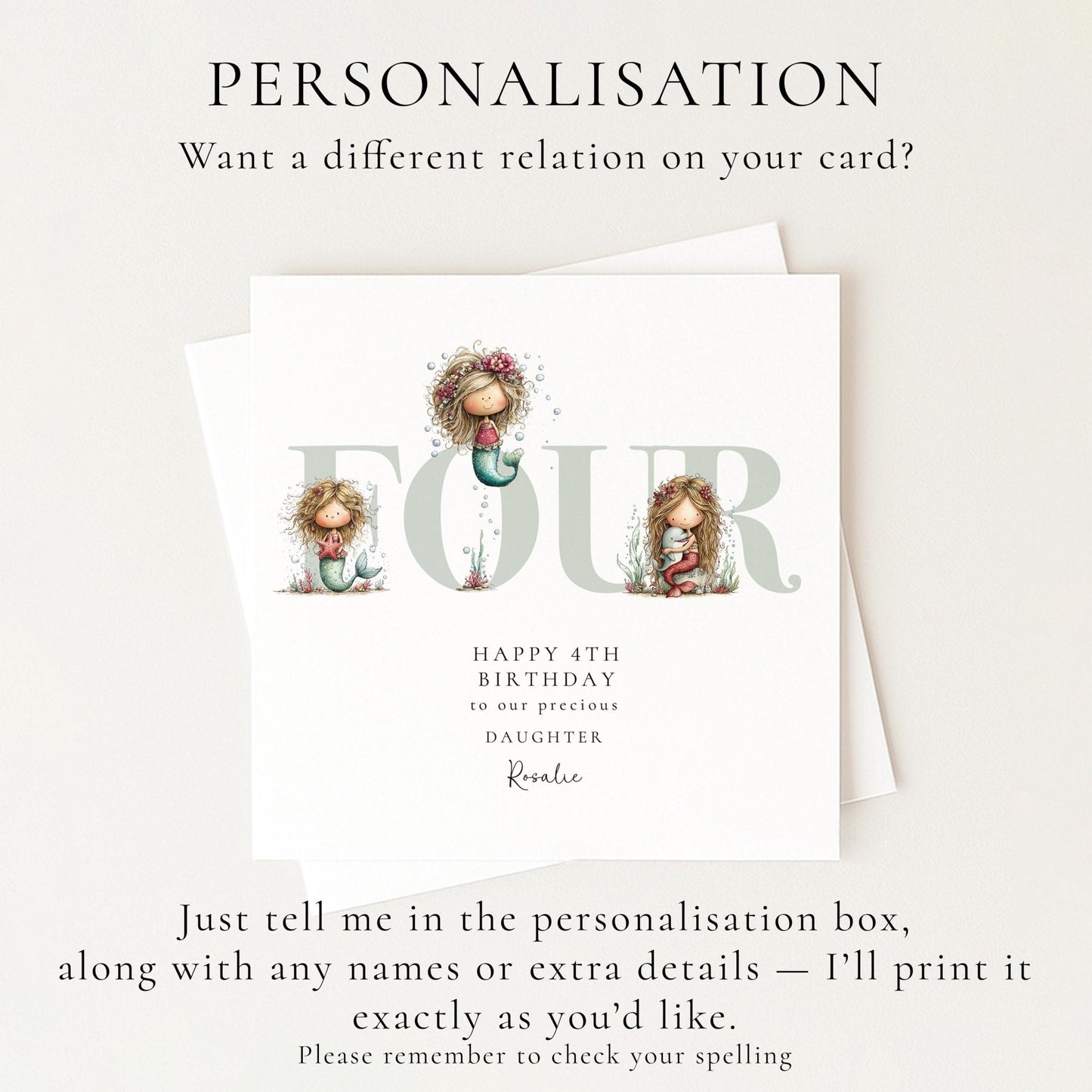 4th Birthday Card for Daughter - Whimsi Lilley