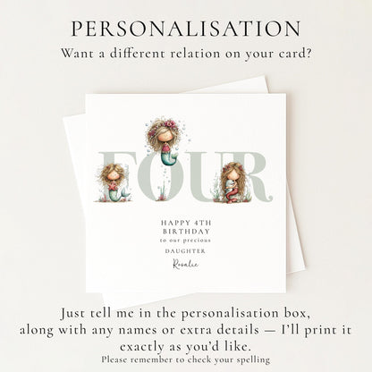 4th Birthday Card for Daughter - Whimsi Lilley