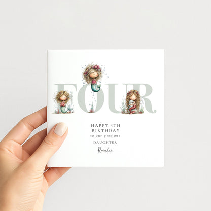 4th Birthday Card for Daughter - Whimsi Lilley