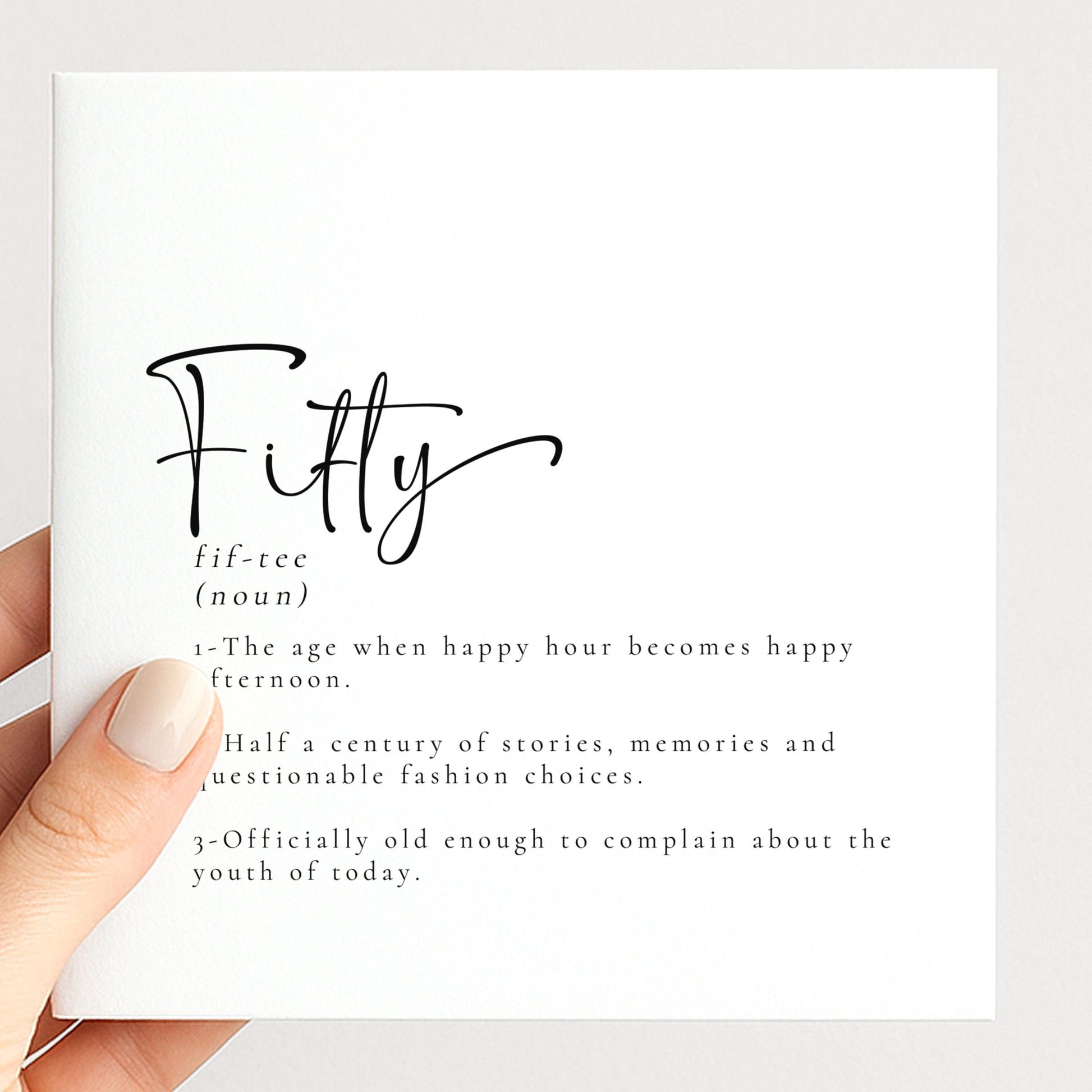 50th Birthday Card - Funny Milestone Greeting With Premium Matte Finish