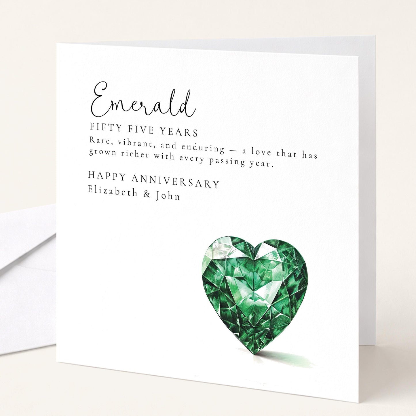 55th Wedding Anniversary Card – Personalised Emerald Anniversary With Custom Message