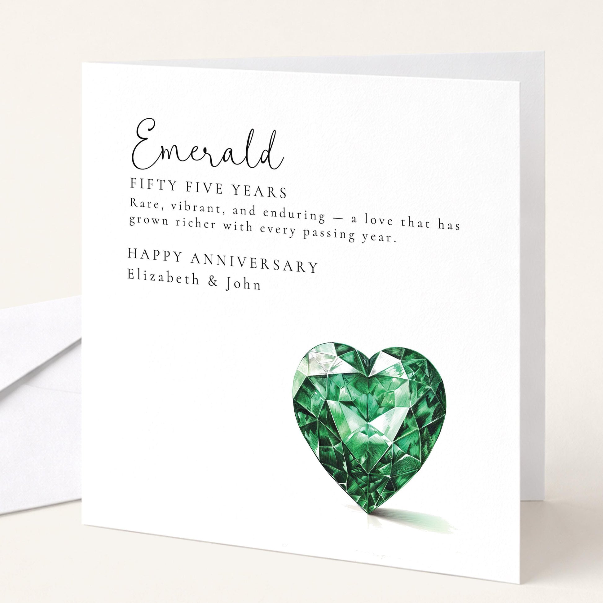 55th Wedding Anniversary Card – Personalised Emerald Anniversary With Custom Message