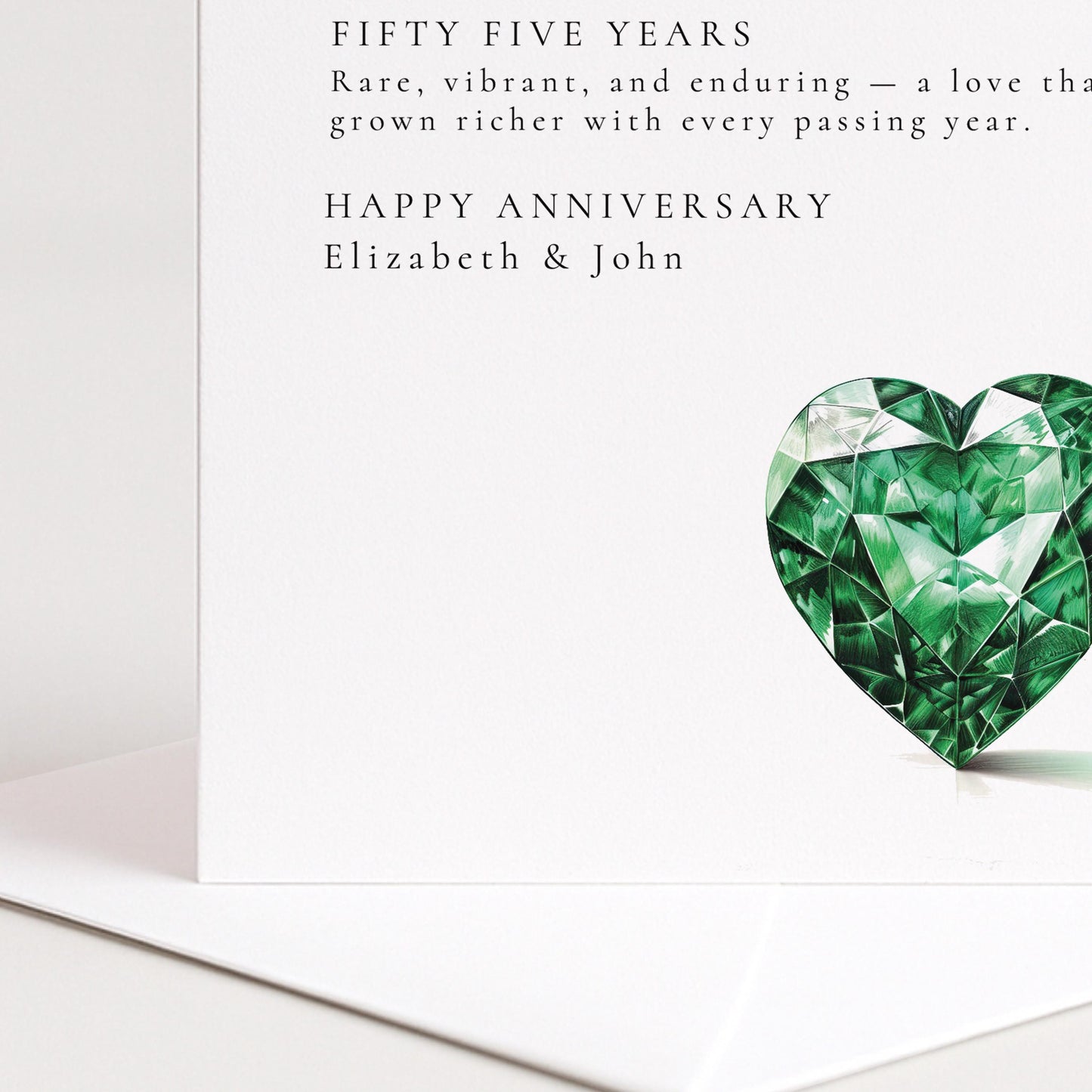 55th Wedding Anniversary Card – Personalised Emerald Anniversary With Custom Message