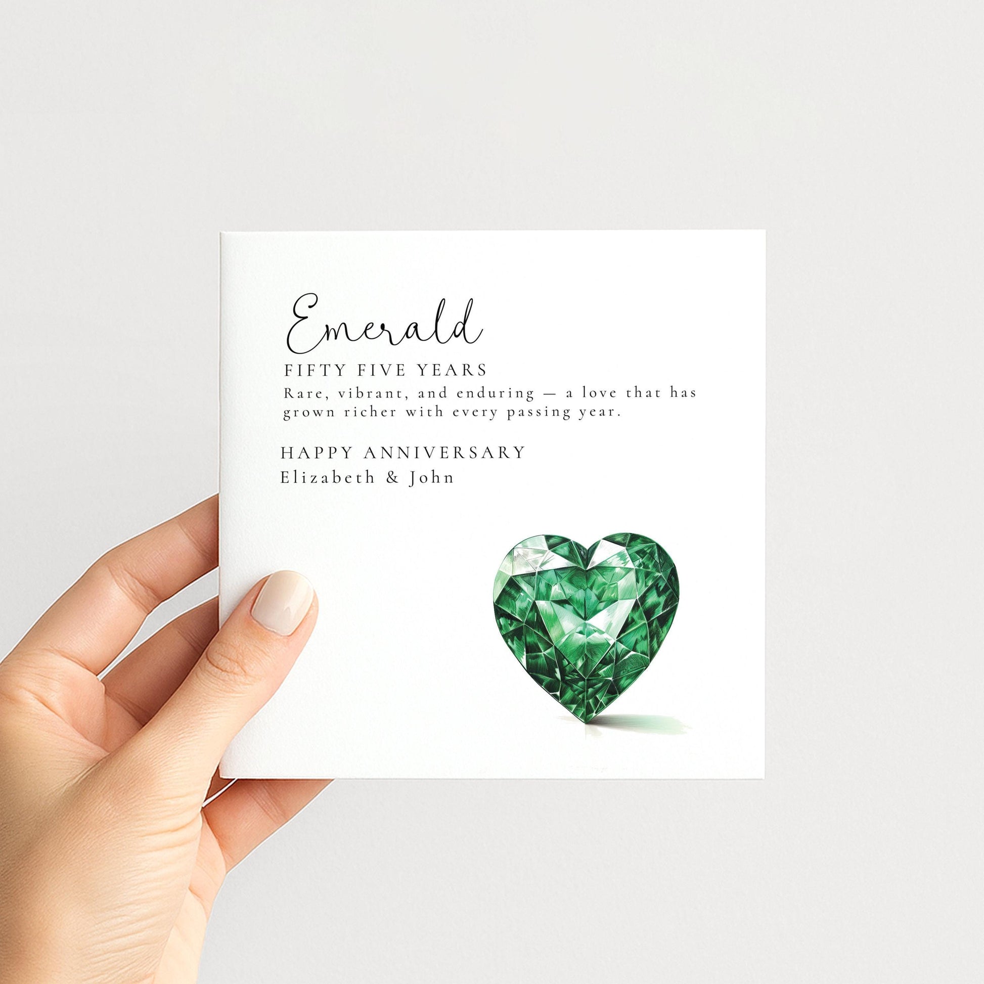 55th Wedding Anniversary Card – Personalised Emerald Anniversary With Custom Message