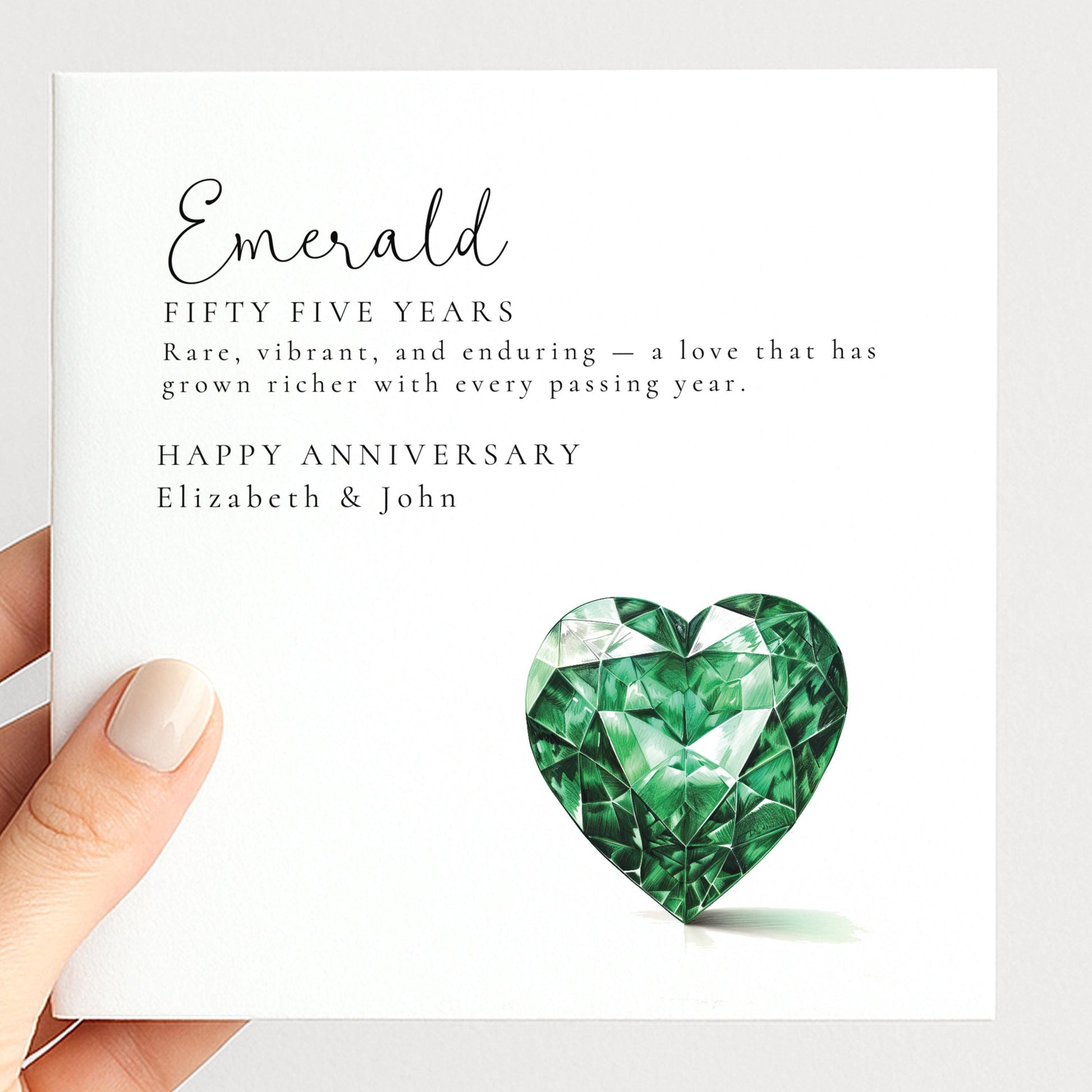 55th Wedding Anniversary Card – Personalised Emerald Anniversary With Custom Message