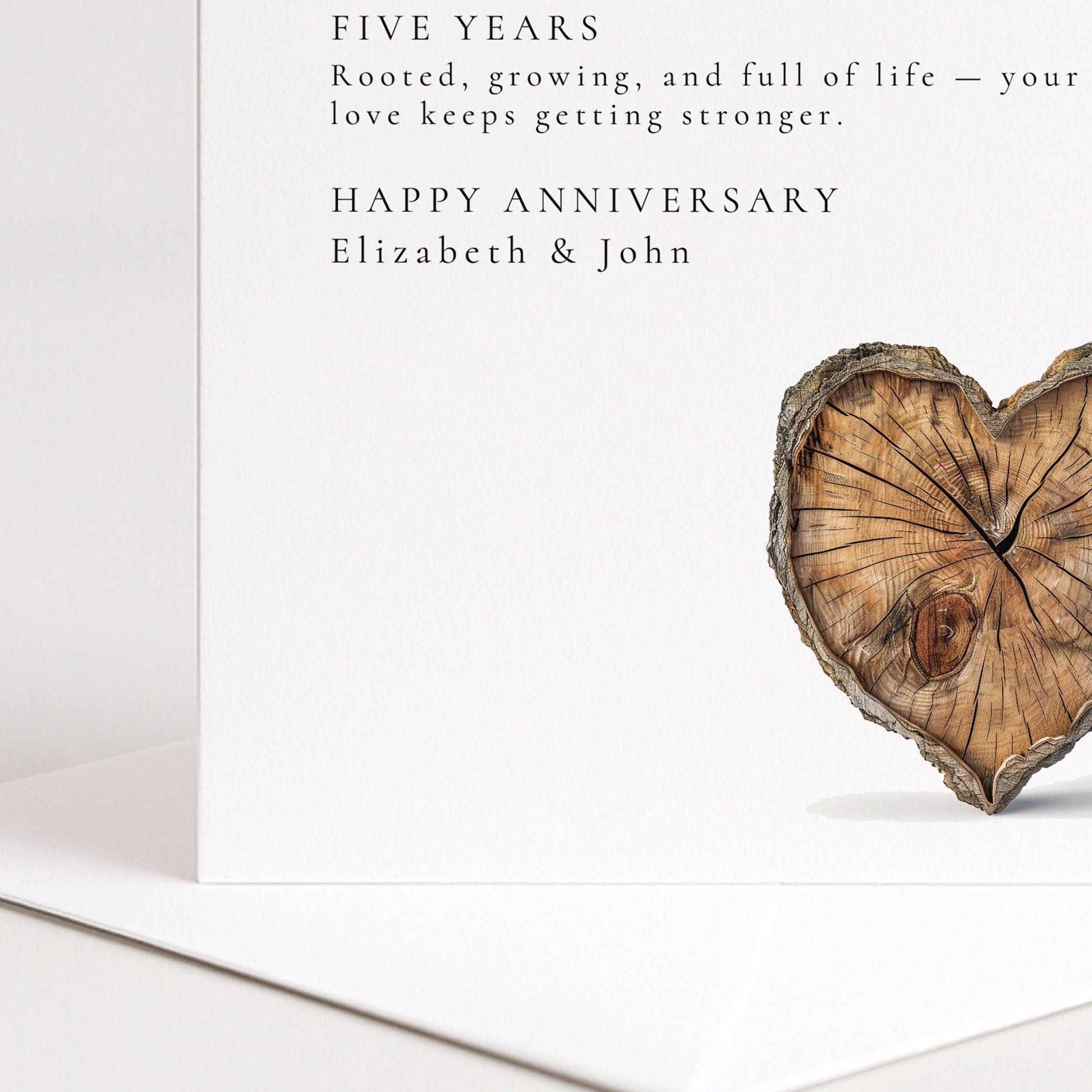 5th Wedding Anniversary Card – Personalised Wood Anniversary Card With Custom Message