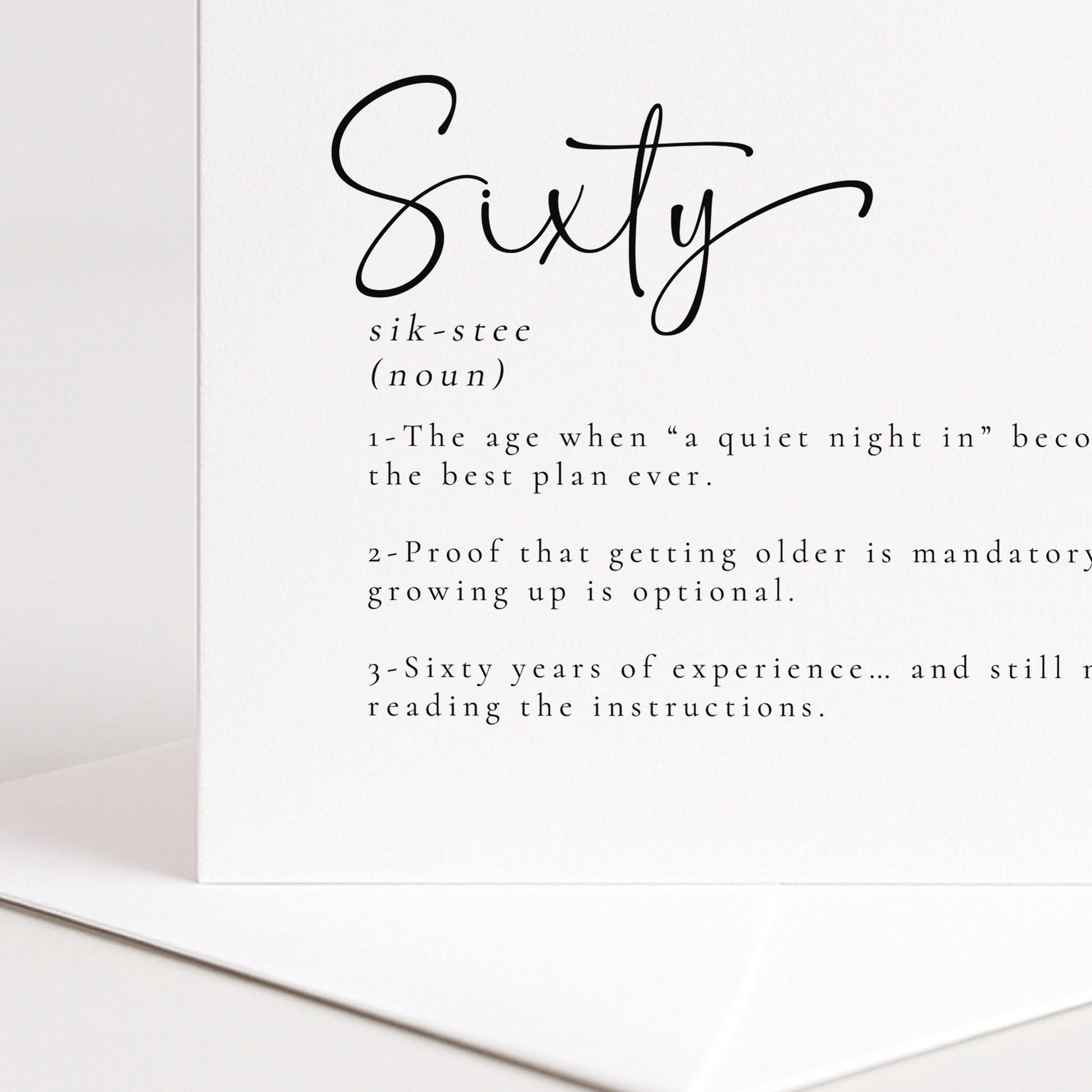 60th Birthday Card - Funny Milestone Greeting on Premium Matte Card