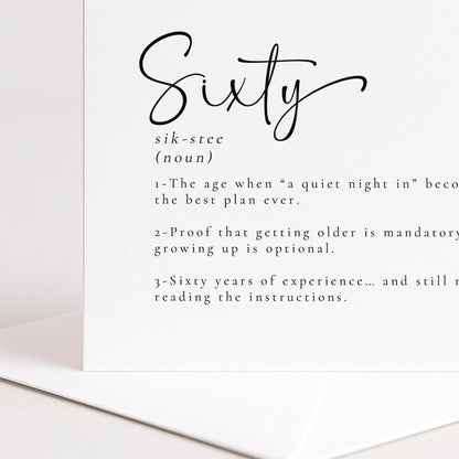 60th Birthday Card - Funny Milestone Greeting on Premium Matte Card